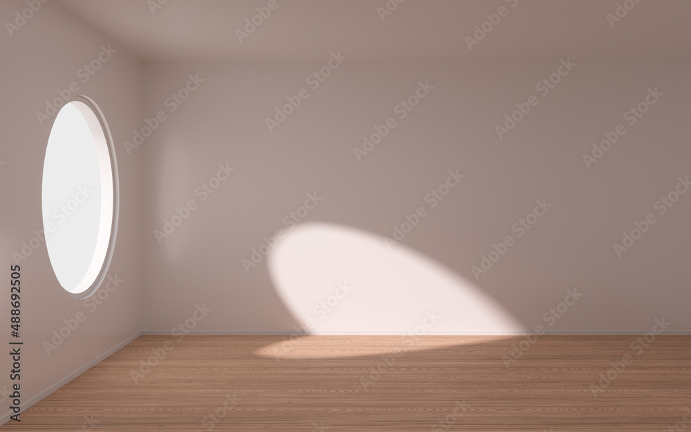 Empty room with wooden floor, 3d rendering.