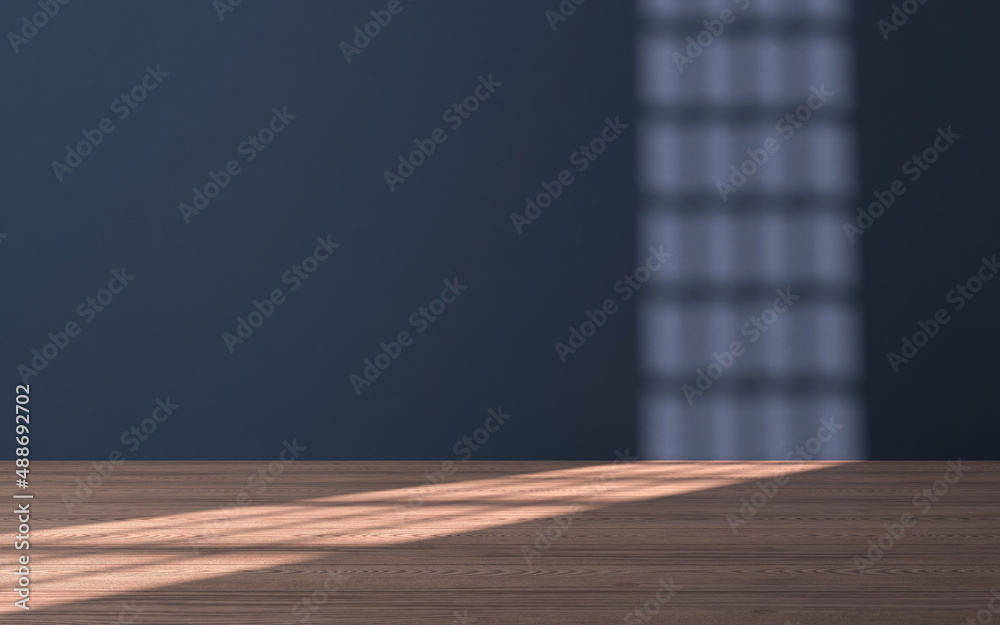 Empty room with wooden floor, 3d rendering.