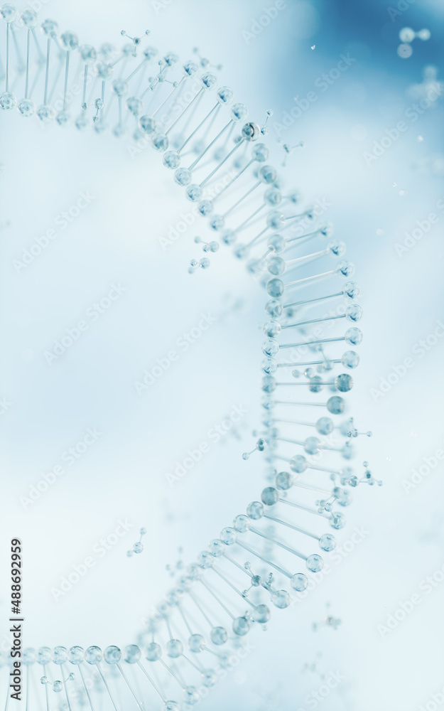 生物分子结构，三维渲染。