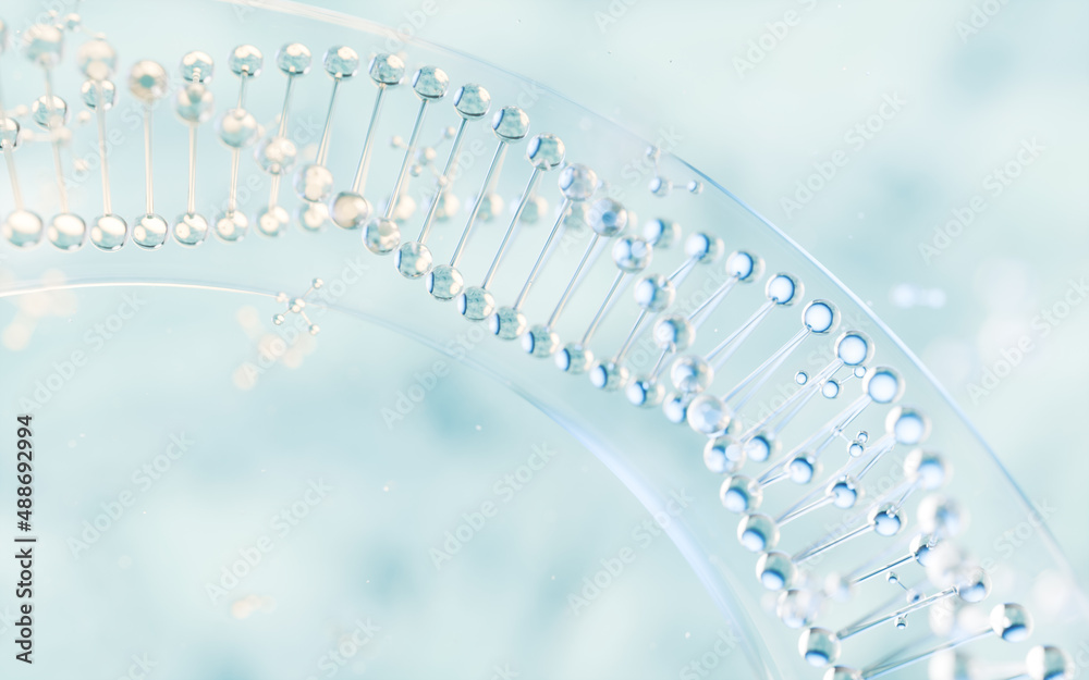 生物分子结构，三维渲染。