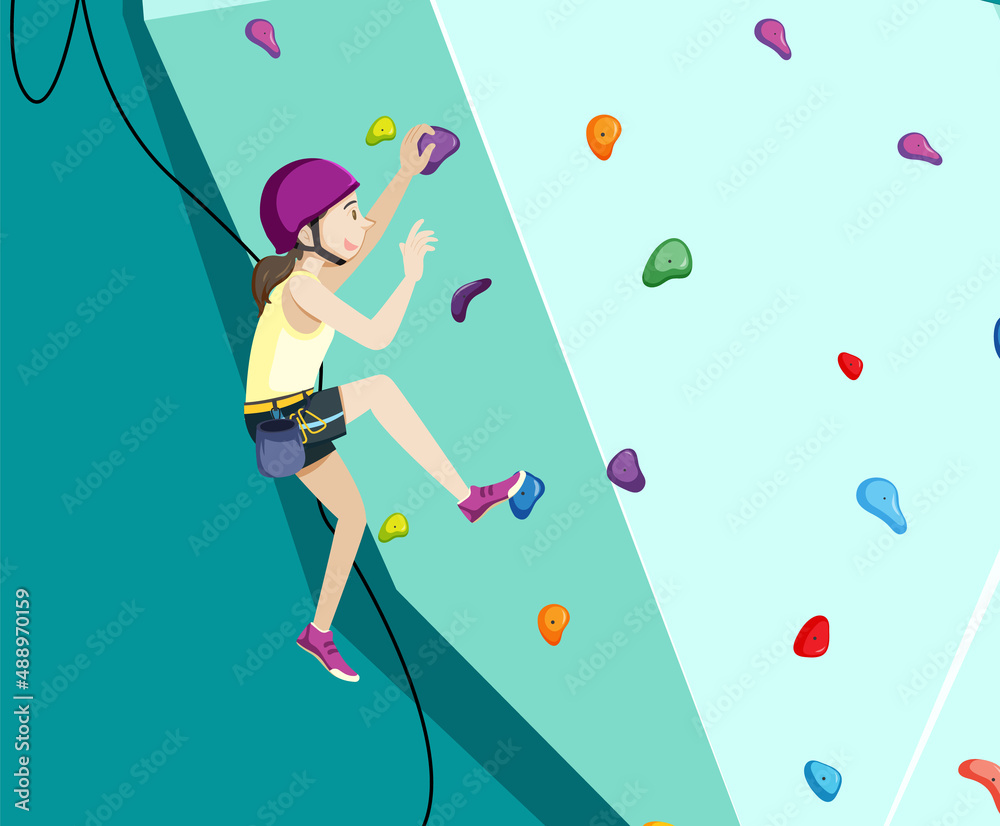 Woman doing rock climbing on the wall