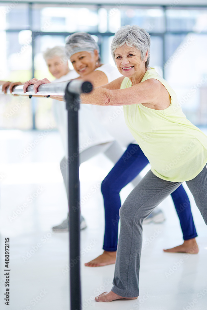 Fitness is a lifestyle. Shot of three senior women working out indoors.