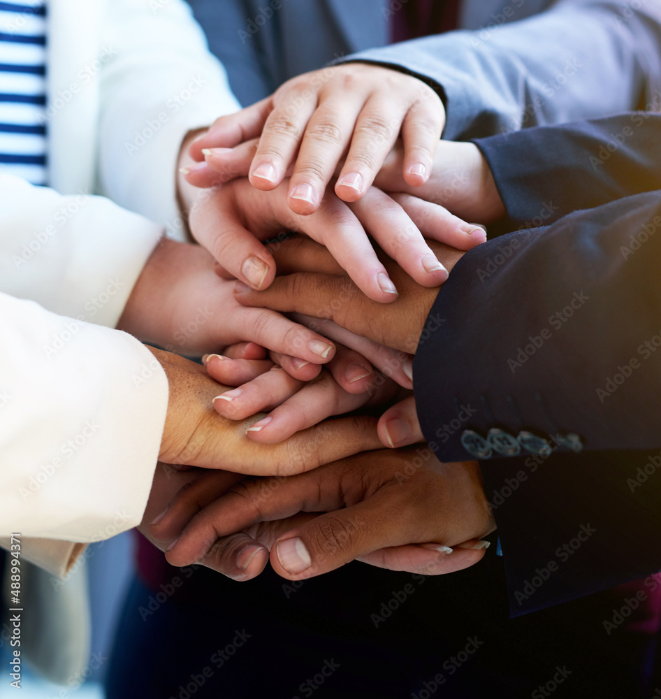 We are one. Cropped shot of a group of unrecognizable peoples hands.