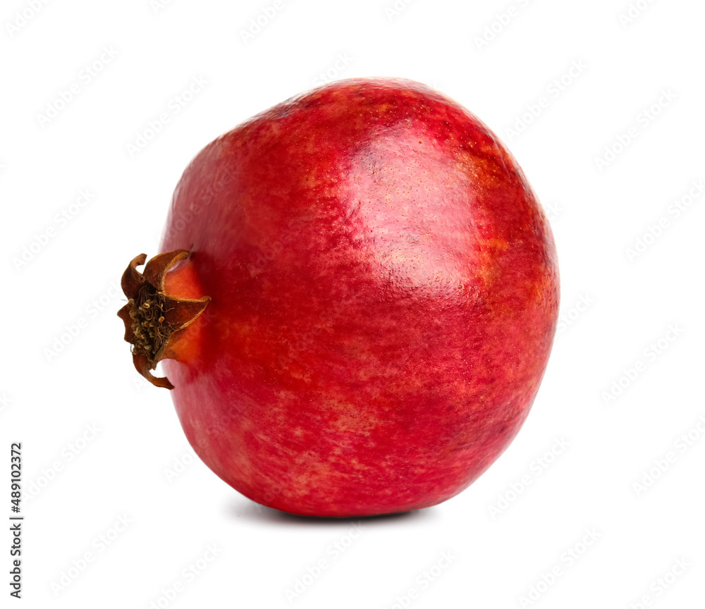 Tasty ripe pomegranate on white background