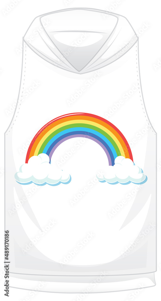 White hoodie with rainbow pattern