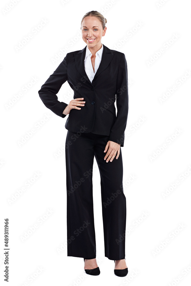 She was made for business. Full length portrait of a businessman standing with her hand on her hip a