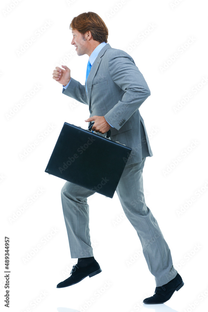 Back to business. Studio shot of a businessman isolated on white.