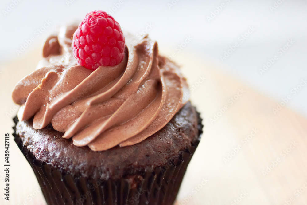 The perfect chocolate cupcake. Cropped shot of a freshly baked cupcake.