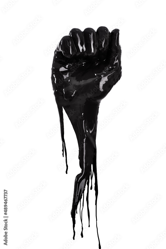 I hold the power of individuality. Black paint outlining a hand.