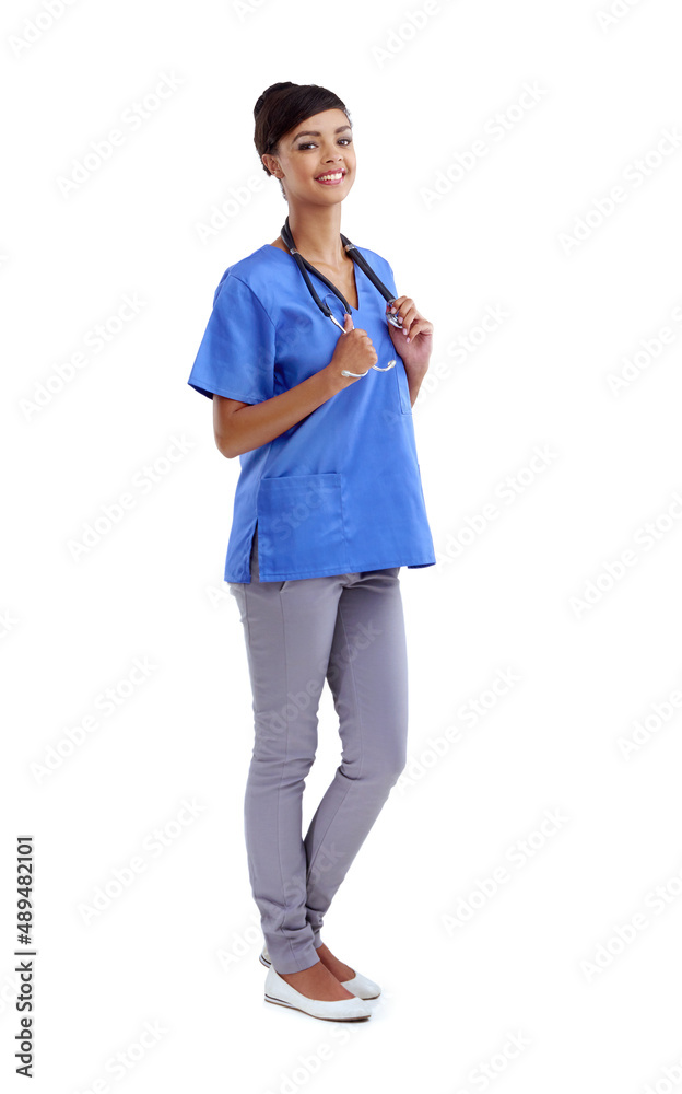 More than a career, its a calling. Studio shot of a young medical professional isolated on white.