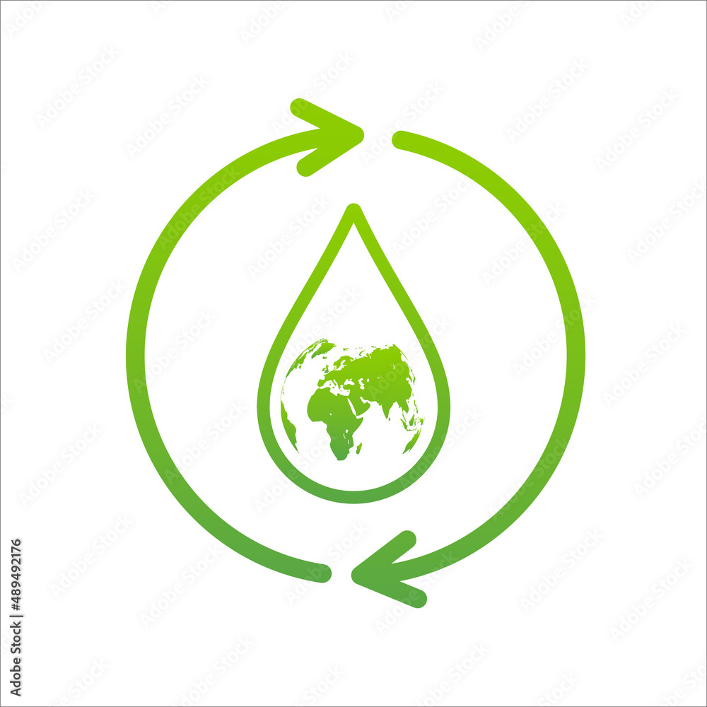 Recycle and reusable clean water icon for sustainability and save the world concept