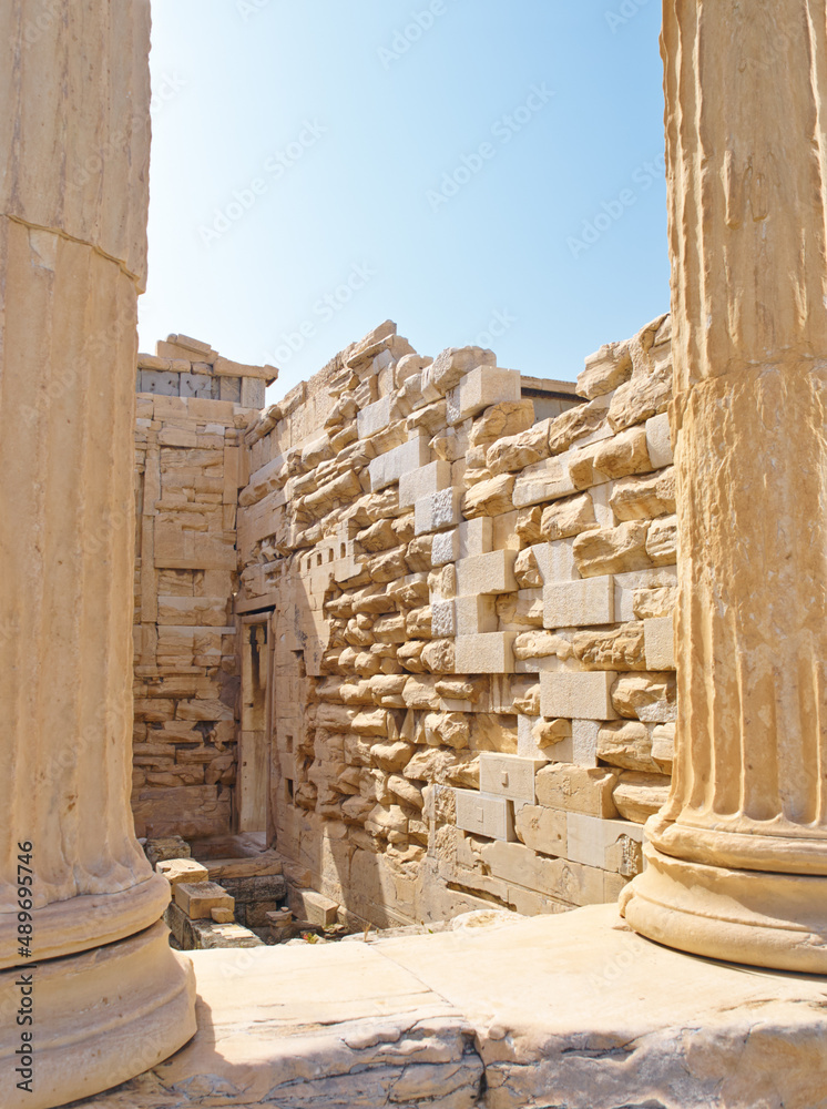 OLYMPUS DIGITAL CAMERA. Shot of crumbling columns of the classical world.