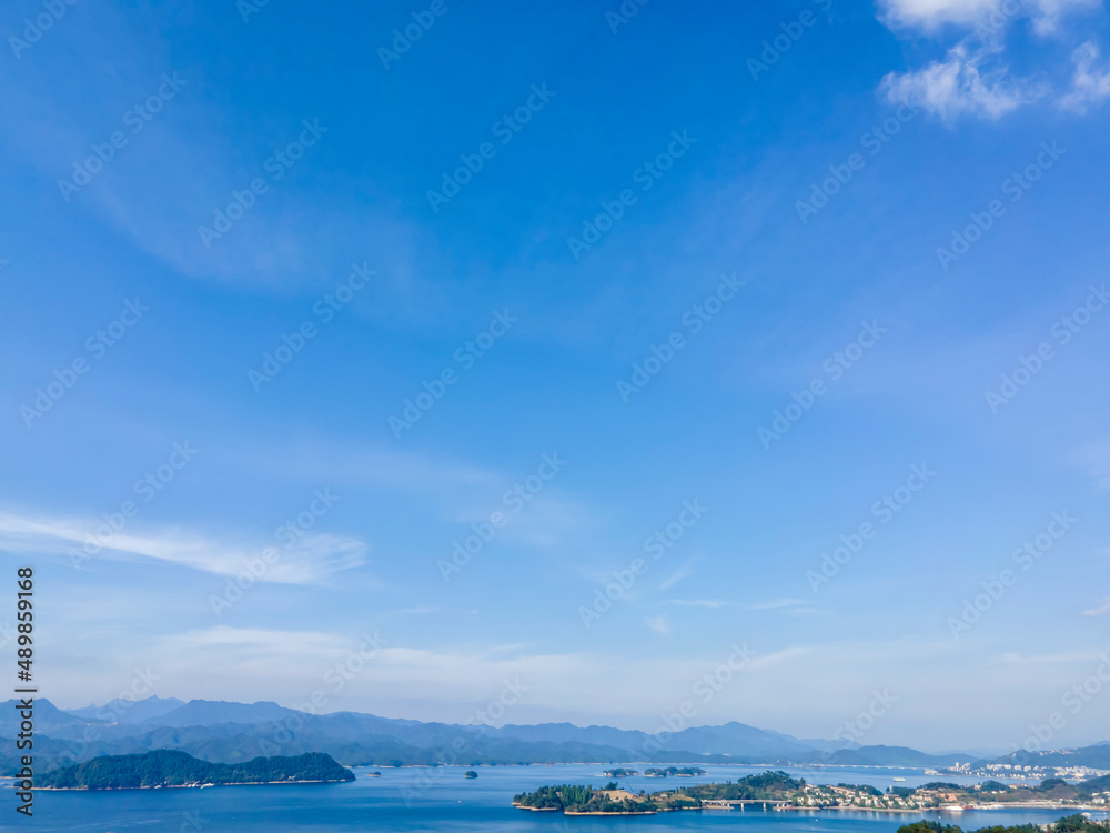 杭州千岛湖风景画航拍