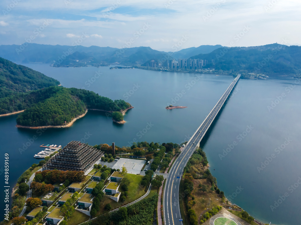 Aerial photography of Hangzhou Qiandao Lake landscape painting