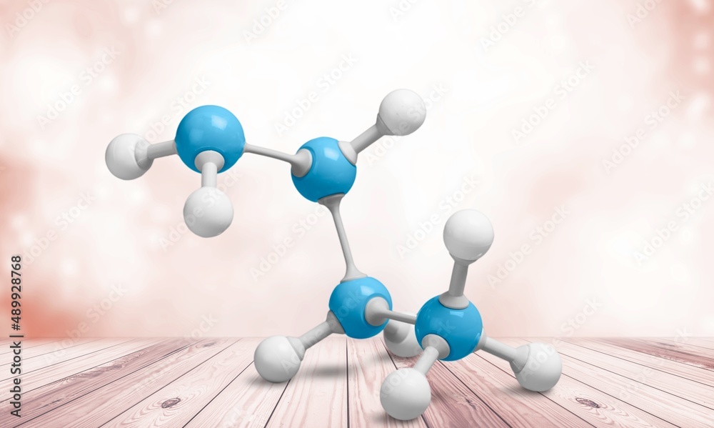 Photo of a molecular atom model on a desk