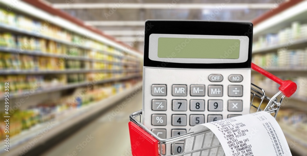 A classic shopping cart in a modern supermarket