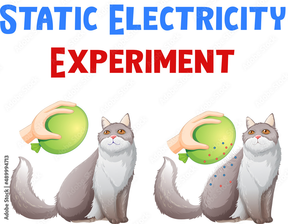 Diagram showing static electricity experiment