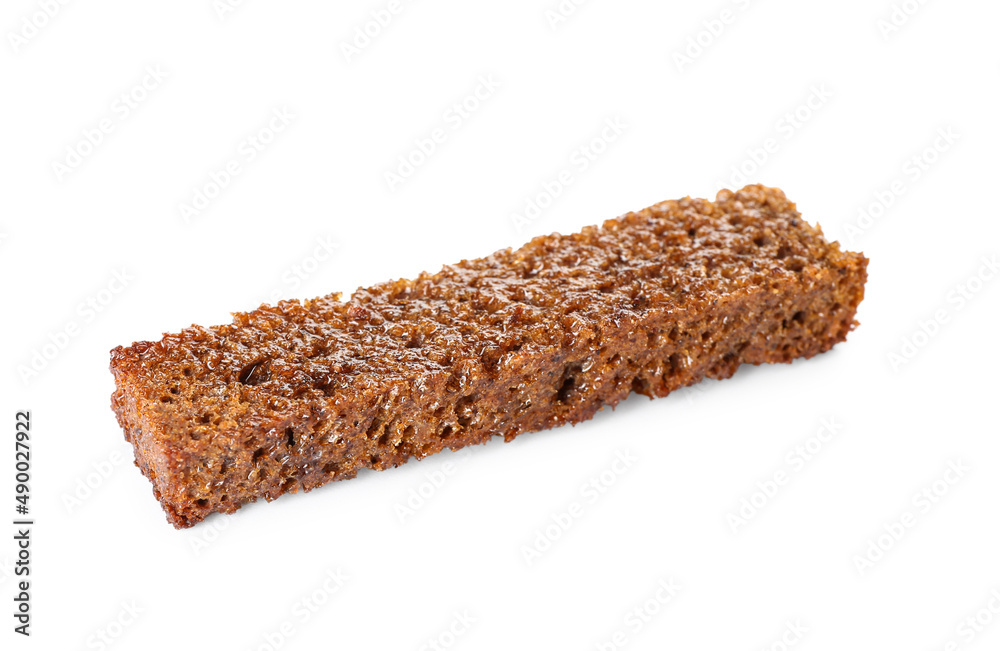 Tasty rye crouton on white background