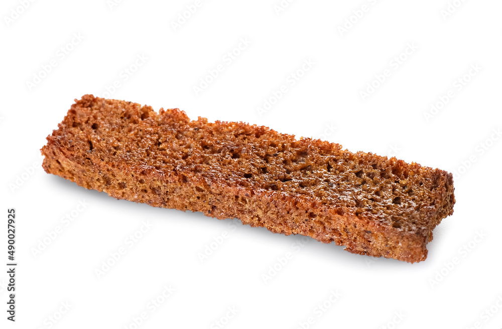 Tasty rye crouton on white background