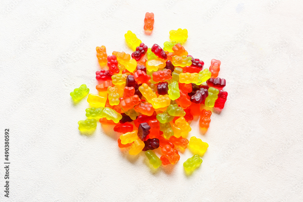 Sweet jelly bears on light background