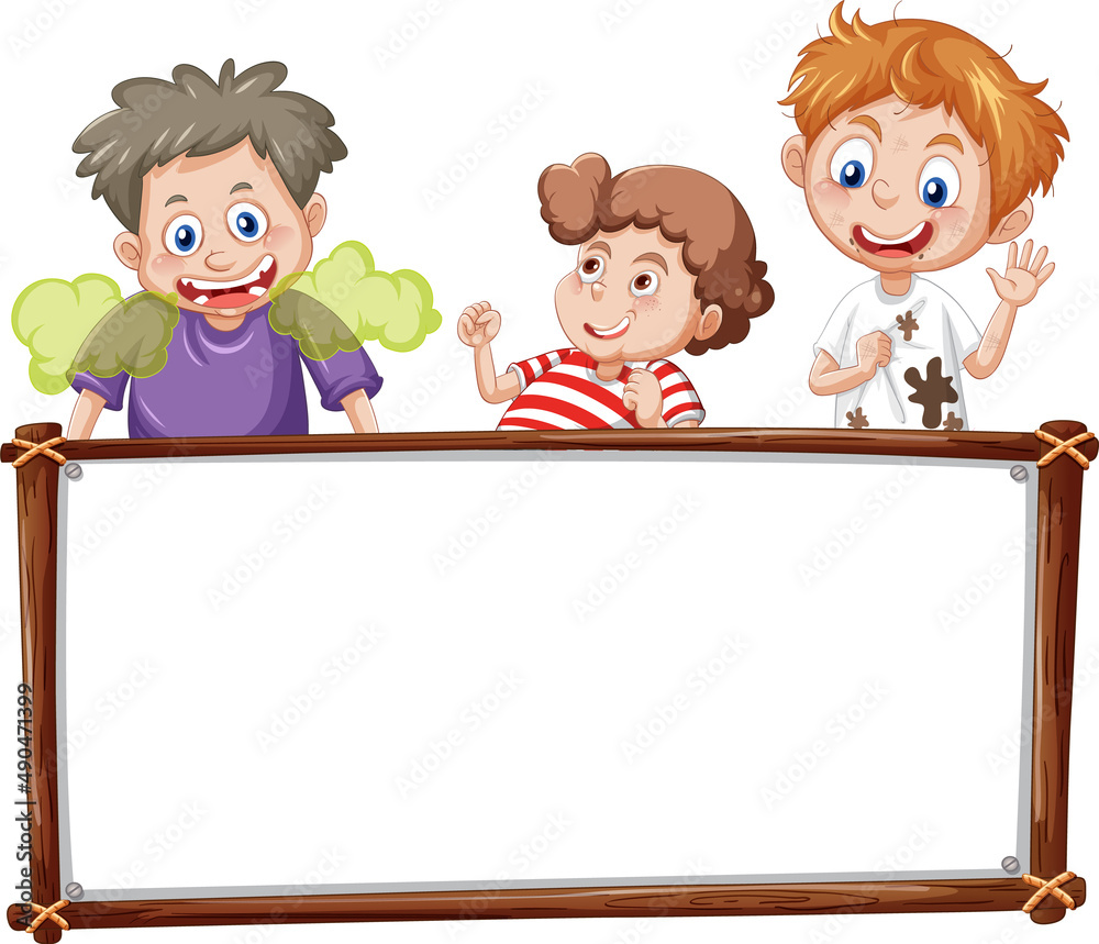 Board template with happy kids