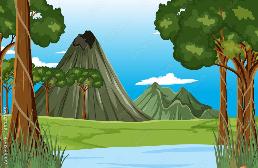 Prehistoric forest scene background