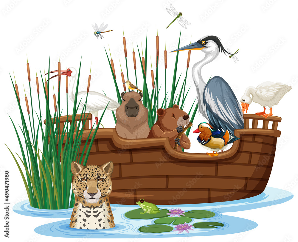 Many animals on the boat