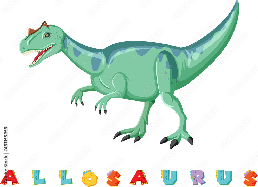 Dinosaur wordcard for allosaurus