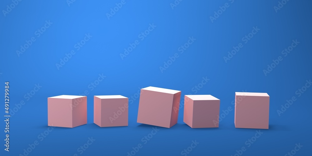 Square blocks abstract geometric shapes 3D render cubes background