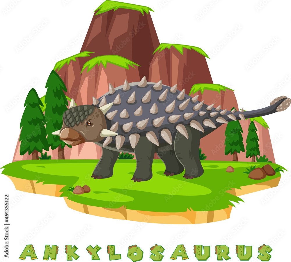 Dinosaur wordcard for ankylosaurus