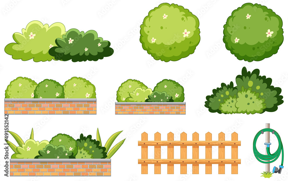 House and fence on white background