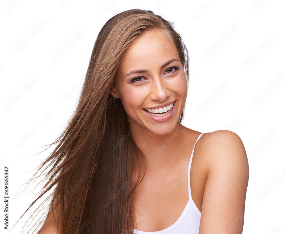 Perfectly natural. Cropped shot of a naturally beautiful young woman isolated on white.