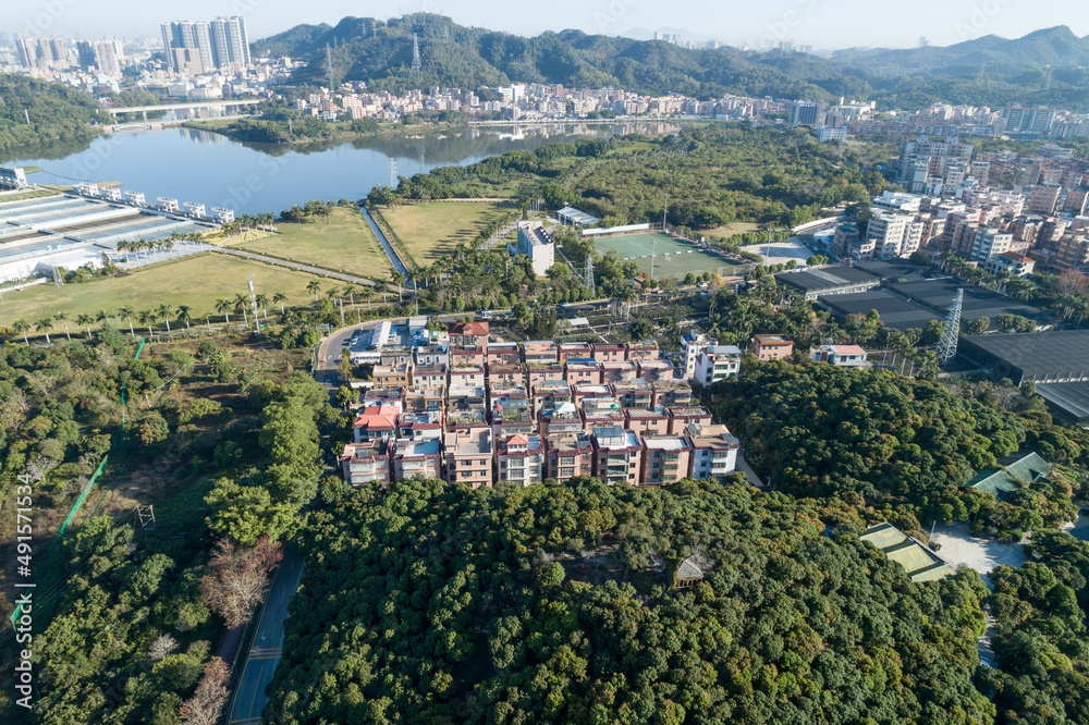 Aerial view of urban village landscape in Shenzhen city,China