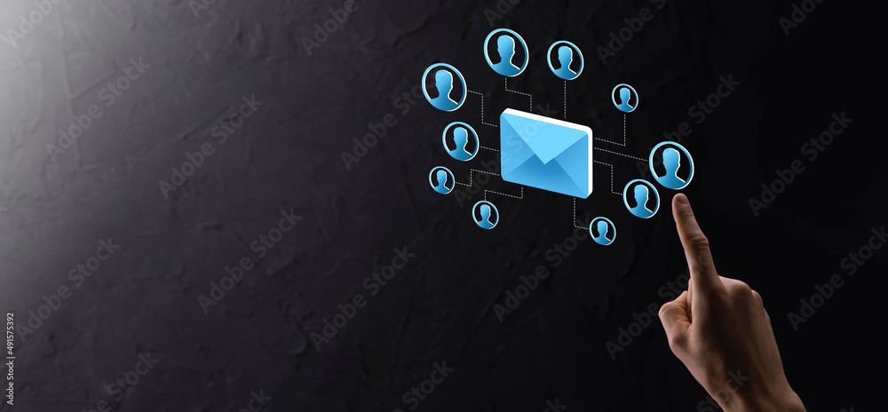 Email and user icon,sign,symbol marketing or newsletter concept, diagram.Sending email.Bulk mail.Ema