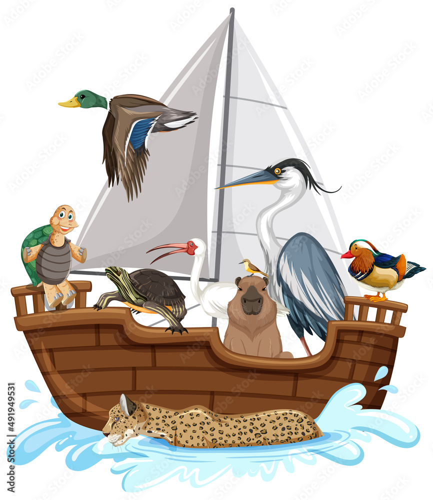 Many animals on the boat