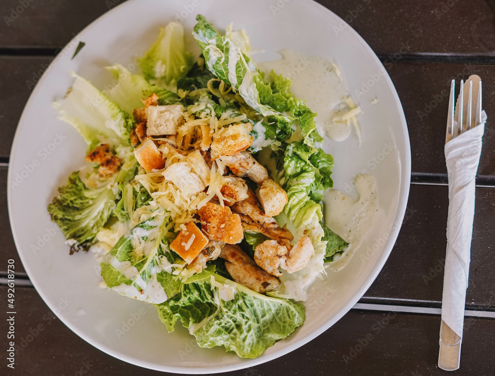 Chicken caesar salad with cheese