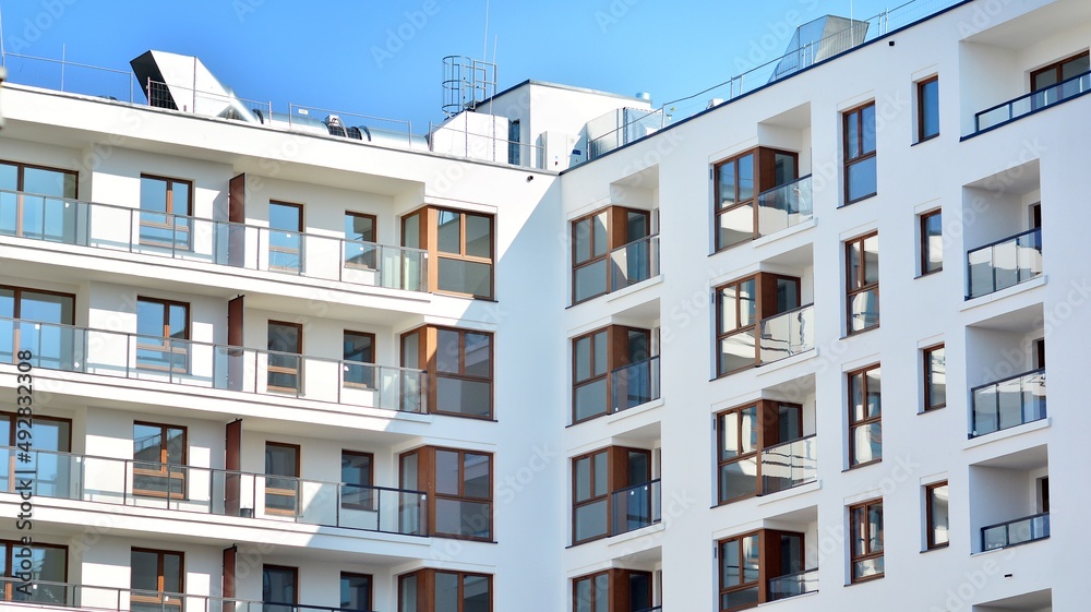 Modern elements in  contemporary  architecture.. Architectural details of a modern apartment buildin