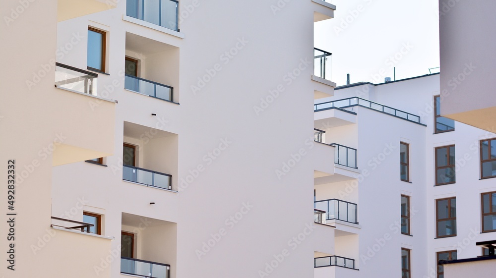 Modern elements in  contemporary  architecture.. Architectural details of a modern apartment buildin