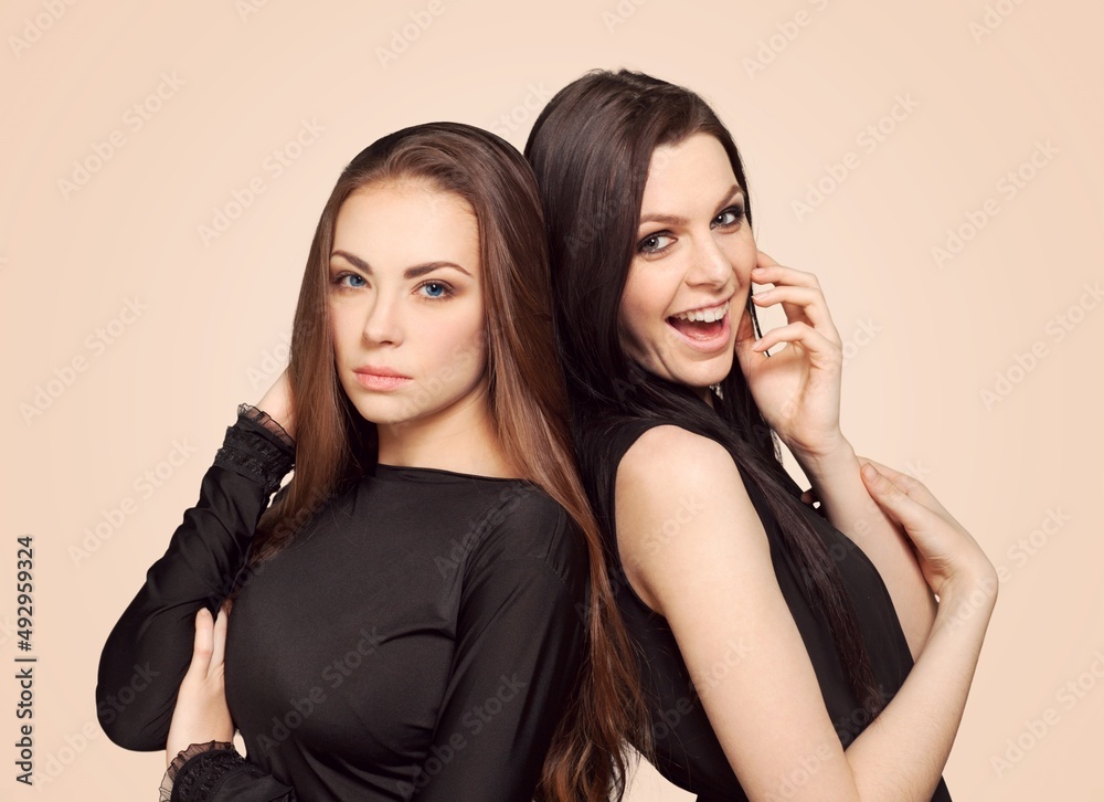 Ð¡heerful young women looking at smiling.  Natural Beauties with fresh and clean skin