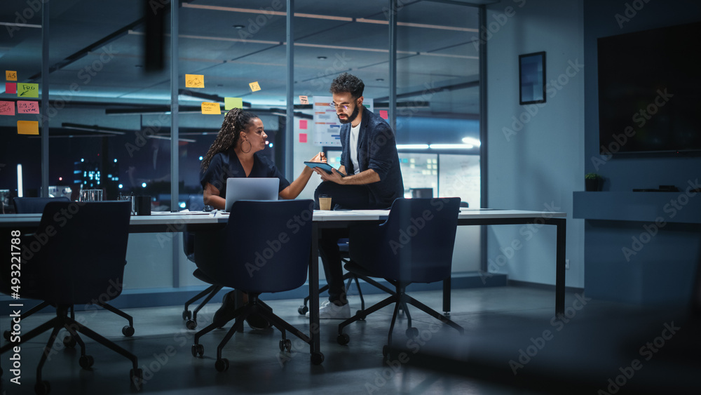 Businesspeople in Modern Office: Business Meeting of Two Managers. Female CEO and Marketing Director