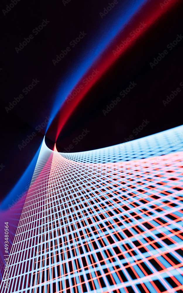 Glowing neon lines, 3d rendering.