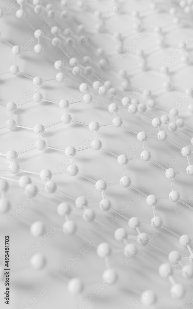 White biochemistry scientific node, 3d rendering.