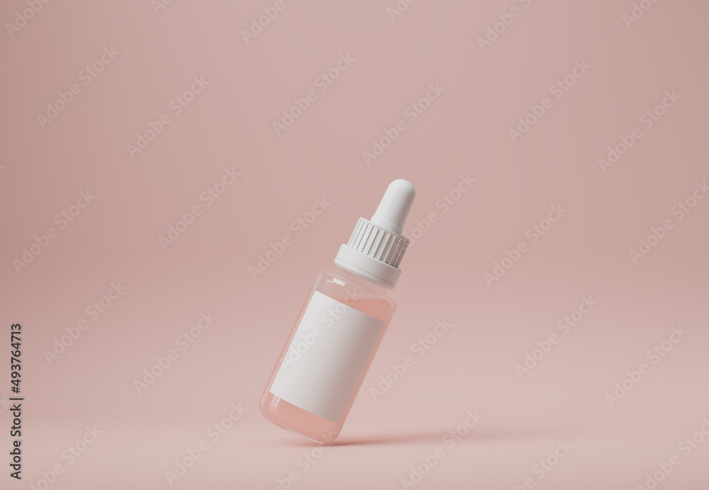 Serum with collagen white product bottle, Skincare beauty treatment mockup packaging cosmetic produc