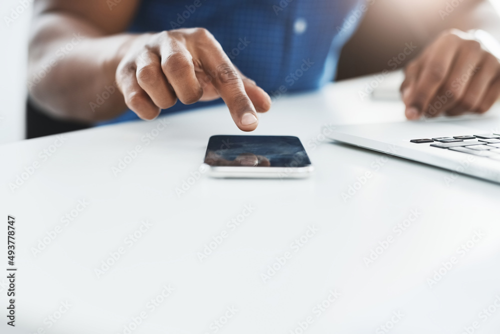 Say all you need with ease via text. Closeup shot of an unrecognizable businessman using a cellphone