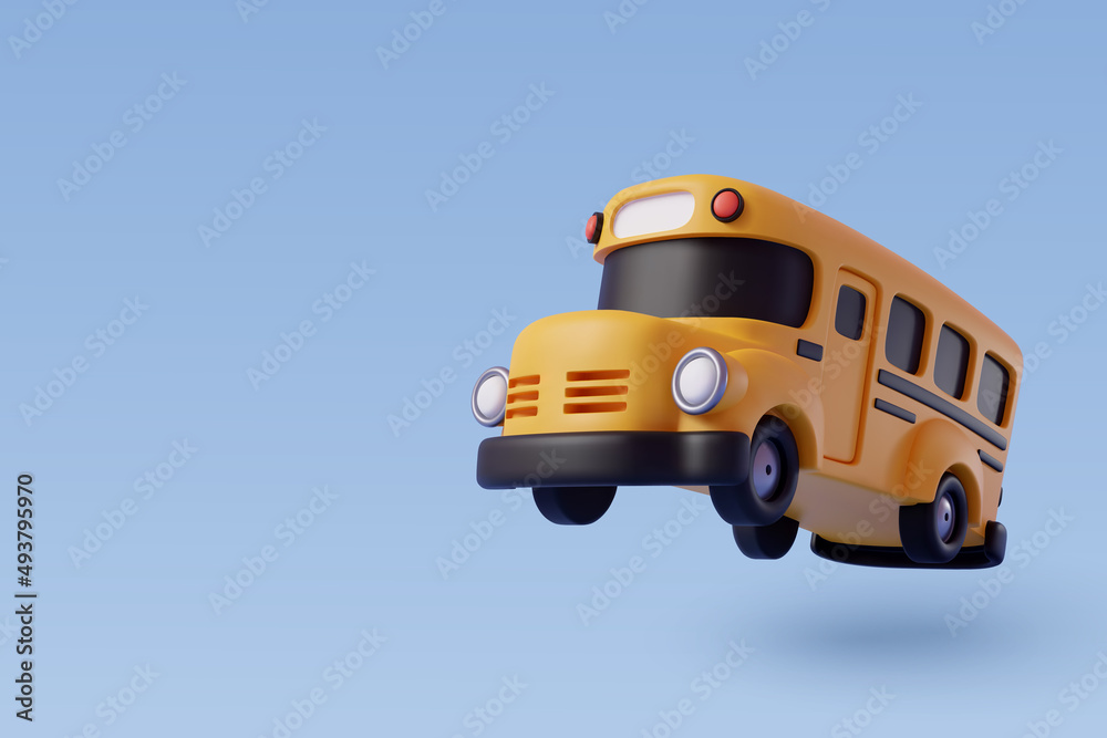 3d Vector of yellow School bus, back to school concept.