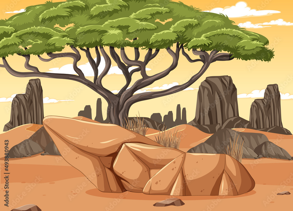 Desert landscape with trees