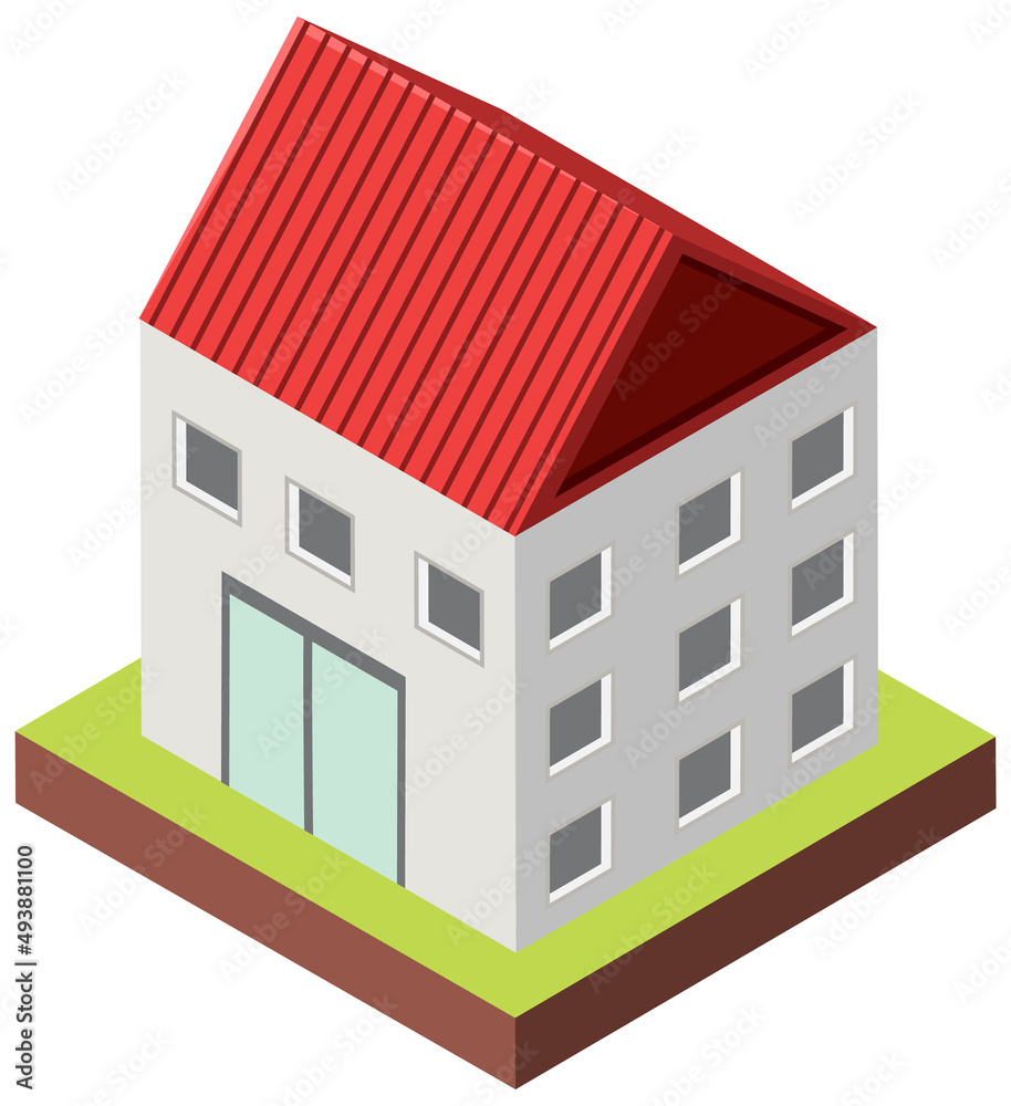 Isometric building on white background