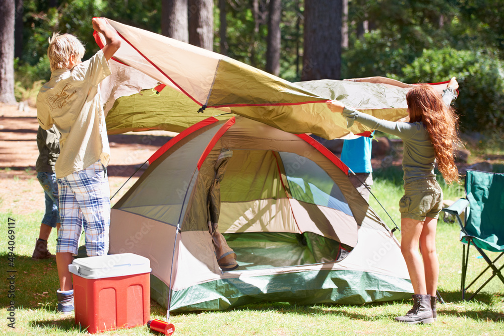 Camping buddies. Shot of kids on a camp.