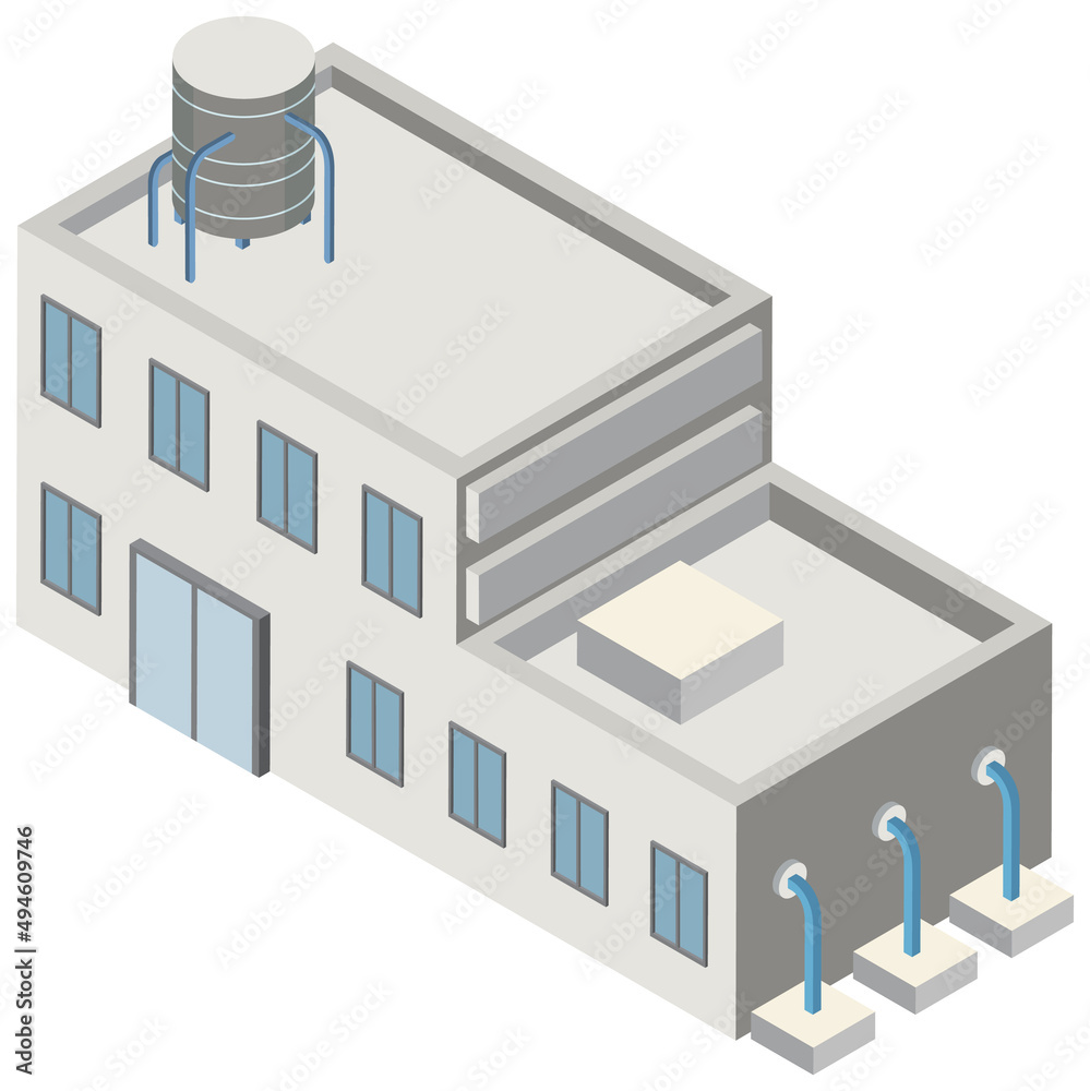 白底等轴测建筑