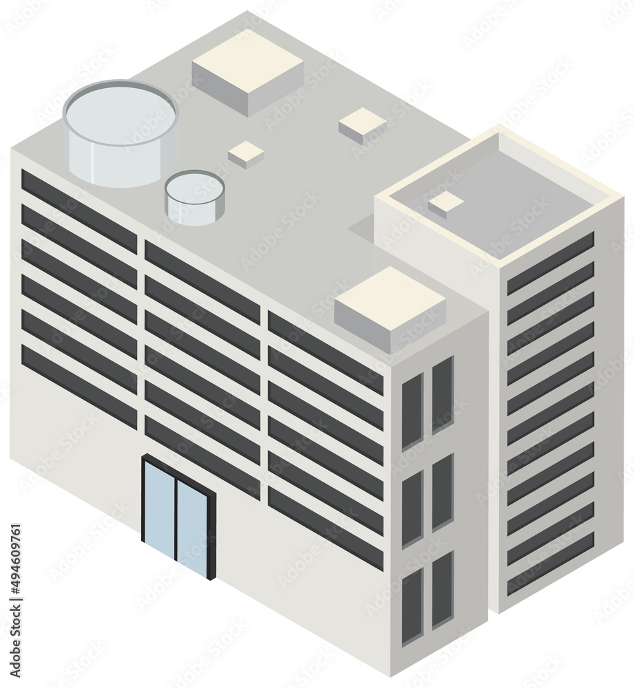 白底等轴测建筑